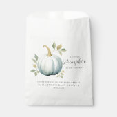 青い赤ちゃんシャワーの途中の小さなカボチャ フェイバーバッグ (正面)