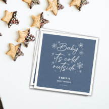 青い赤ちゃんシャワー外は寒い