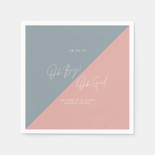 青い赤ちゃんシャワー性別が表示される スタンダードカクテルナプキン (正面)