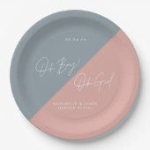 青い赤ちゃんシャワー性別が表示される ペーパープレート (正面)