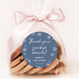 青い赤ちゃんシャワー雪ありがとう ラウンドシール