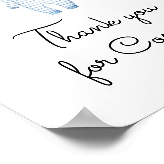 青い赤ちゃん服ベイビーシャワーありがとうござ来う ポスター (角)