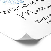 青い赤ちゃん服ベビーシャワーへようこそ ポスター (角)