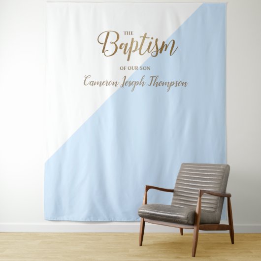 青い赤ちゃん男の子の現代的な洗礼バックドロップ タペストリー (インサイチュ)
