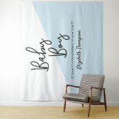 青い赤ちゃん男の子の背景 ウェルカムサイン ベビーシャワー タペストリー (インサイチュ)