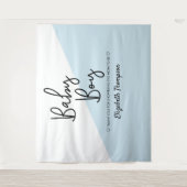 青い赤ちゃん男の子の背景 ウェルカムサイン ベビーシャワー タペストリー (正面)