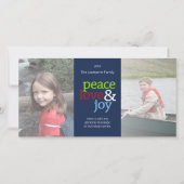 青い赤と緑の平和の愛と喜び シーズンカード (正面)