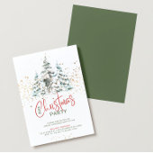 青い赤と金ゴールド伝統的の水色の木 招待状