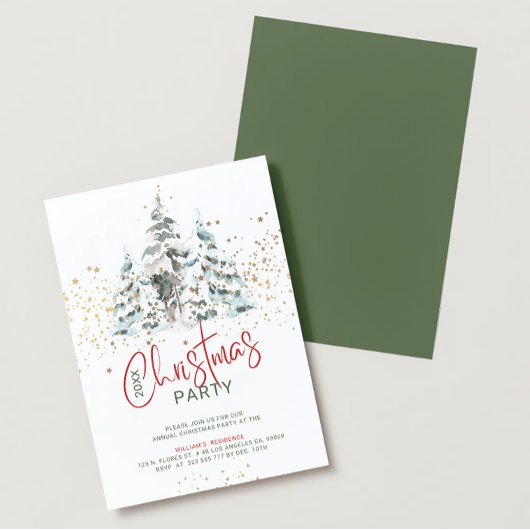 青い赤と金ゴールド伝統的の水色の木 招待状