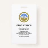 青い赤のストライプ列写真テンプレートプレスID バッジ (裏面)