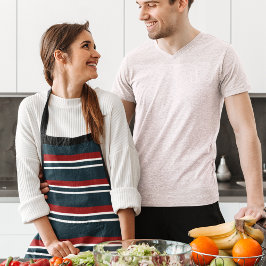 青い赤のユニフォームストライプ エプロン