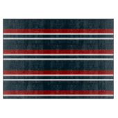 青い赤のユニフォームストライプ カッティングボード (正面)