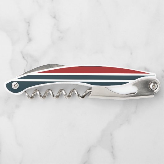 青い赤のユニフォームストライプ ソムリエナイフ (裏面)