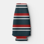 青い赤のユニフォームストライプ ボトルクーラー (正面)