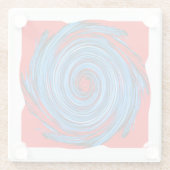 青い赤の渦巻き抽象芸術パターン ガラスコースター (裏面)