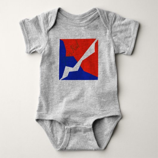 青い赤の白いフラグの色 ベビーボディスーツ (正面)
