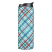 青い赤の白い休日パターン タンブラー (回転左)