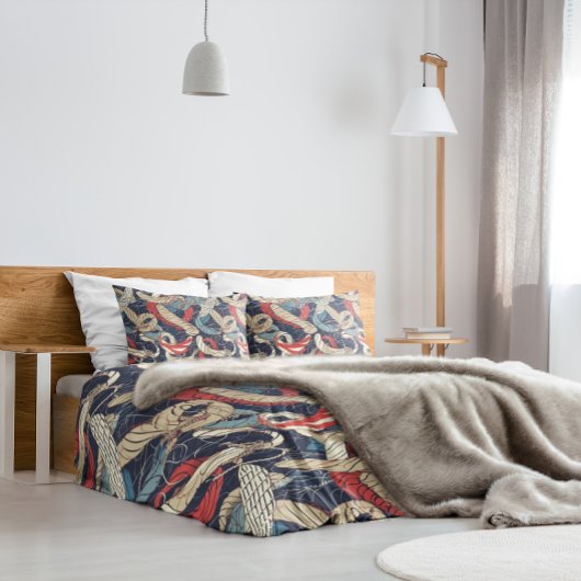 青い赤の白い航海のロープパターン 枕カバー