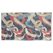 青い赤の白い航海のロープパターン 枕カバー (正面左)