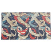 青い赤の白い航海のロープパターン 枕カバー (正面右)