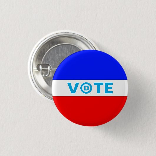 青い赤の白に民主党のパーティーのロゴで投票 缶バッジ (正面&裏面)