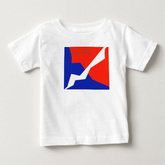 青い赤の白のアイテム ベビーTシャツ (正面)