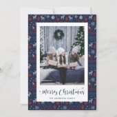 青い赤の白の醜いセーター写真クリスマスカード シーズンカード (正面)