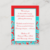 青い赤の白モノグラムダマスクのエンクロージャカード エンクロージャーカード (裏面)