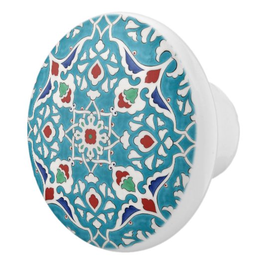 青い赤の緑の白いポルトガル語のアズレジョ模様 セラミックノブ (右)