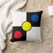 青い赤の黄色の円オン白黒 クッション (ブランケット)