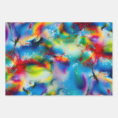 青い赤の黄色の緑の水の色の抽象化 ラッピングペーパーシート (正面3)