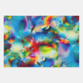 青い赤の黄色の緑の水の色の抽象化 ラッピングペーパーシート (正面)