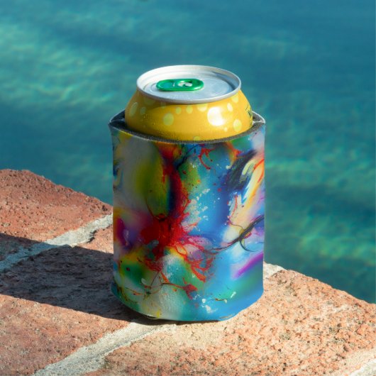 青い赤の黄色の緑の水の色の抽象化 缶クーラー (インサイチュ プール)