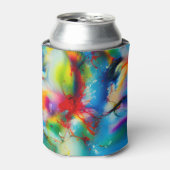 青い赤の黄色の緑の水の色の抽象化 缶クーラー (缶正面)