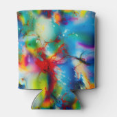 青い赤の黄色の緑の水の色の抽象化 缶クーラー (裏面)