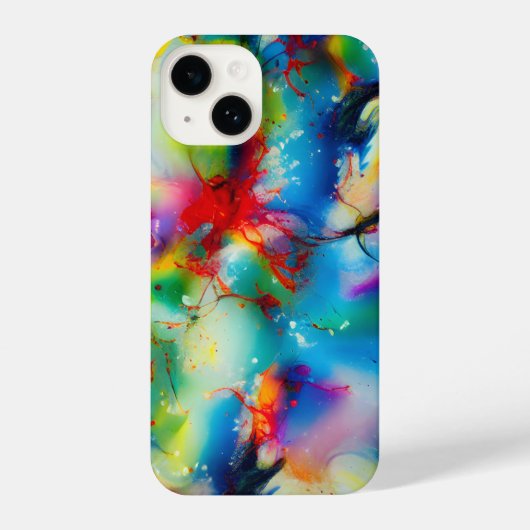 青い赤の黄色の緑の水の色の抽象化 iPhoneケース (裏面)