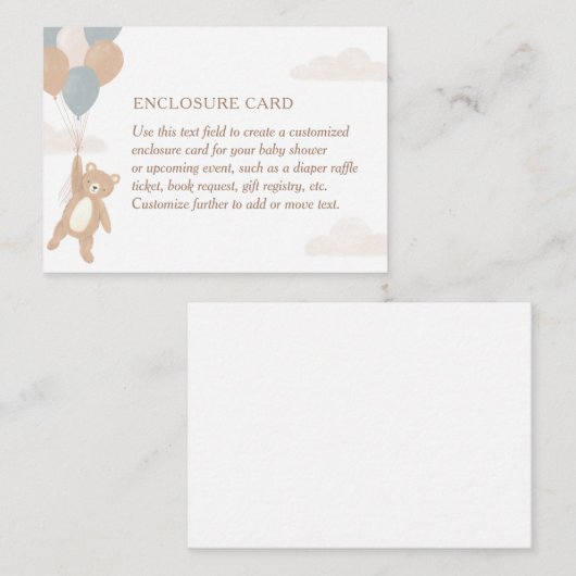 青い赤ん坊のシャワーを待つことができる エンクロージャーカード (正面/裏面)