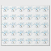 青い赤ん坊のシャワーを待つことができる ラッピングペーパー (フラット)