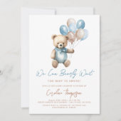 青い赤ん坊のシャワーを待つことができる 招待状 (正面)