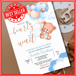 青い赤ん坊のシャワーを待つことができる 招待状