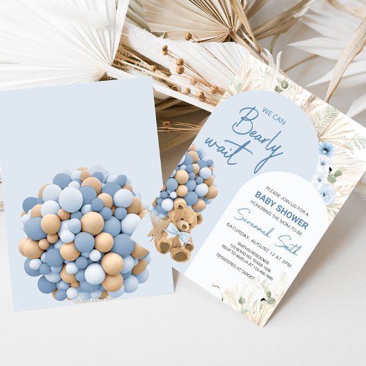 青い赤ん坊のシャワーを待つことができる 招待状