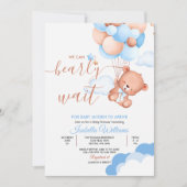 青い赤ん坊のシャワーを待つことができる 招待状 (正面)