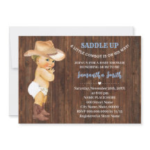 青い赤ん坊のシャワーを途中の小さなカウボーイ