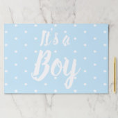 青い赤ん坊のシャワーストライプの性別を明らかにする男の子だ ペーパーパッド (インサイチュ)