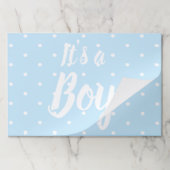 青い赤ん坊のシャワーストライプの性別を明らかにする男の子だ ペーパーパッド (折り畳み)