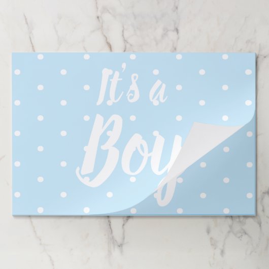 青い赤ん坊のシャワーストライプの性別を明らかにする男の子だ ペーパーパッド (折り畳み)