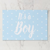 青い赤ん坊のシャワーストライプの性別を明らかにする男の子だ ペーパーパッド (正面)