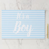 青い赤ん坊のシャワーストライプの性別を明らかにする男の子だ ペーパーパッド (インサイチュ)