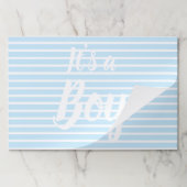 青い赤ん坊のシャワーストライプの性別を明らかにする男の子だ ペーパーパッド (折り畳み)