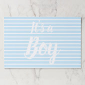 青い赤ん坊のシャワーストライプの性別を明らかにする男の子だ ペーパーパッド (正面)